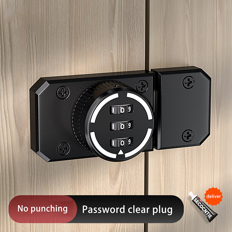 Medicine Cabinet Lock - 1 Set No-Punch Combination Door Lock