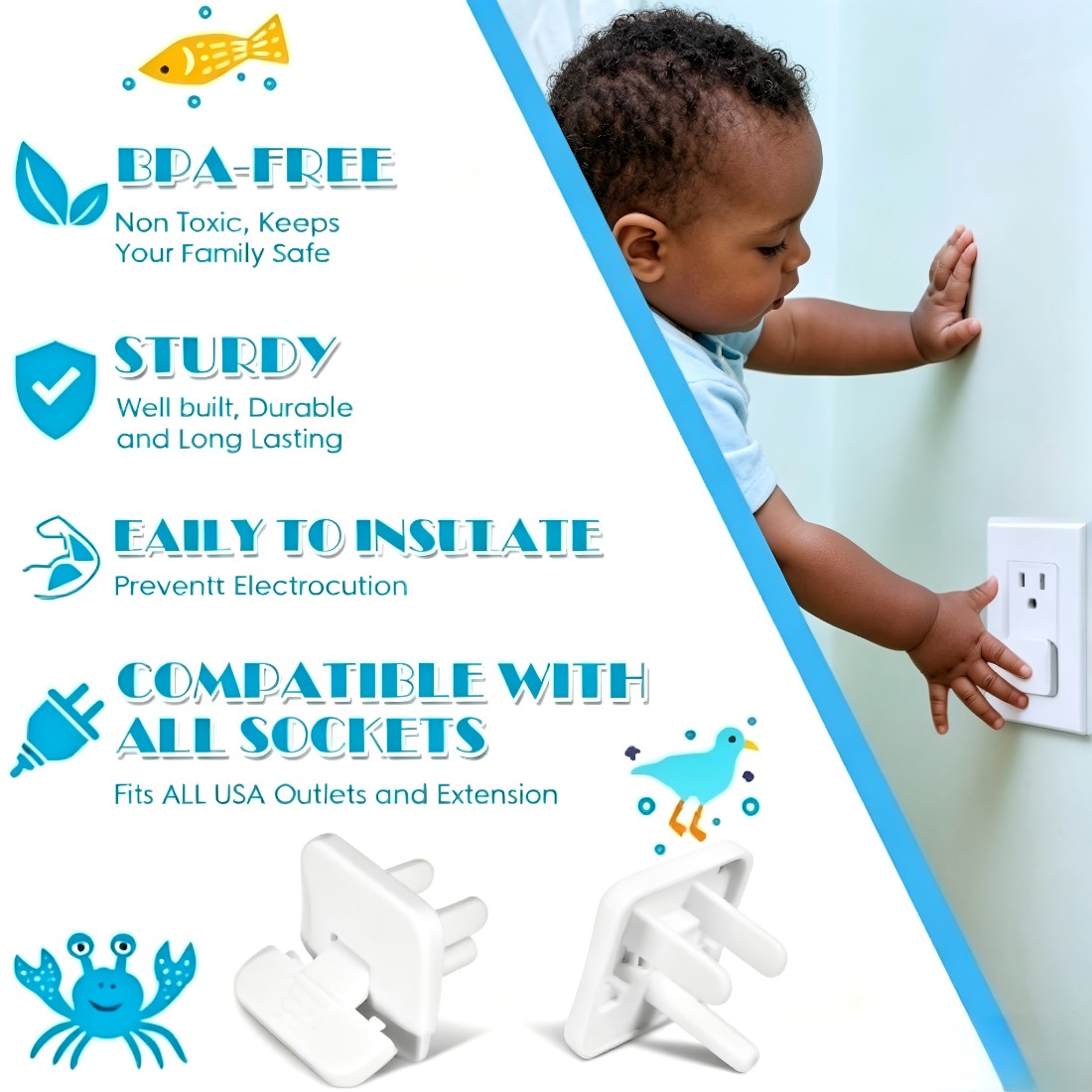 38 Pcs White Plastic Childproo - Outlet Cover Baby reseña y precio