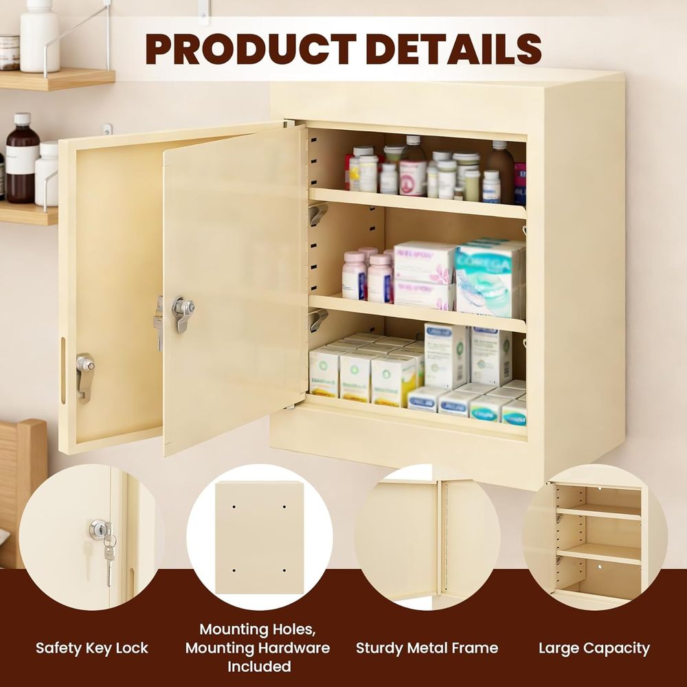 Double Door, Dual Key Lock Ste - Medicine Cabinet Lock reseña y precio