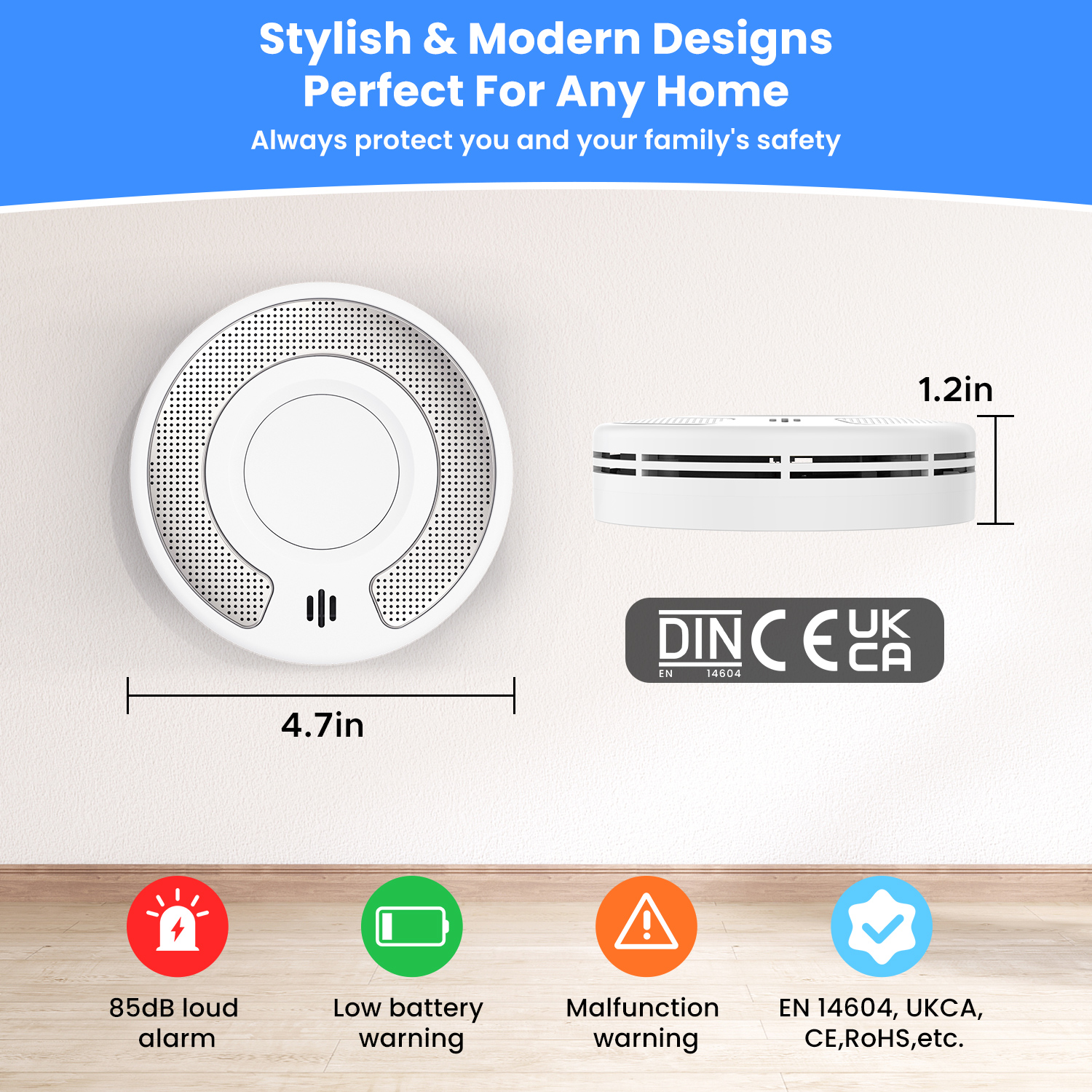 Standalone Smoke Alarm, Smoke  - Smoke Detector Interconnected reseña y precio