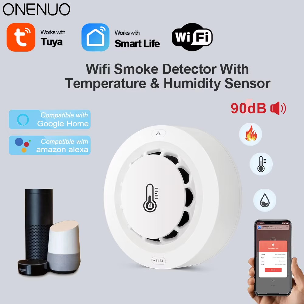 Tuya WiFi Smoke Alarm Temperat - Smoke Detector Interconnected reseña y precio